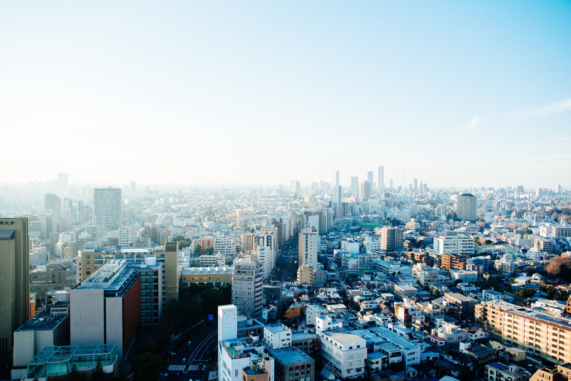 city traffic skyline building